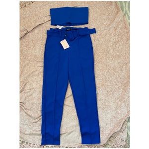 MISSGUIDED Blue Set - Crop Top and Cigarette Pants